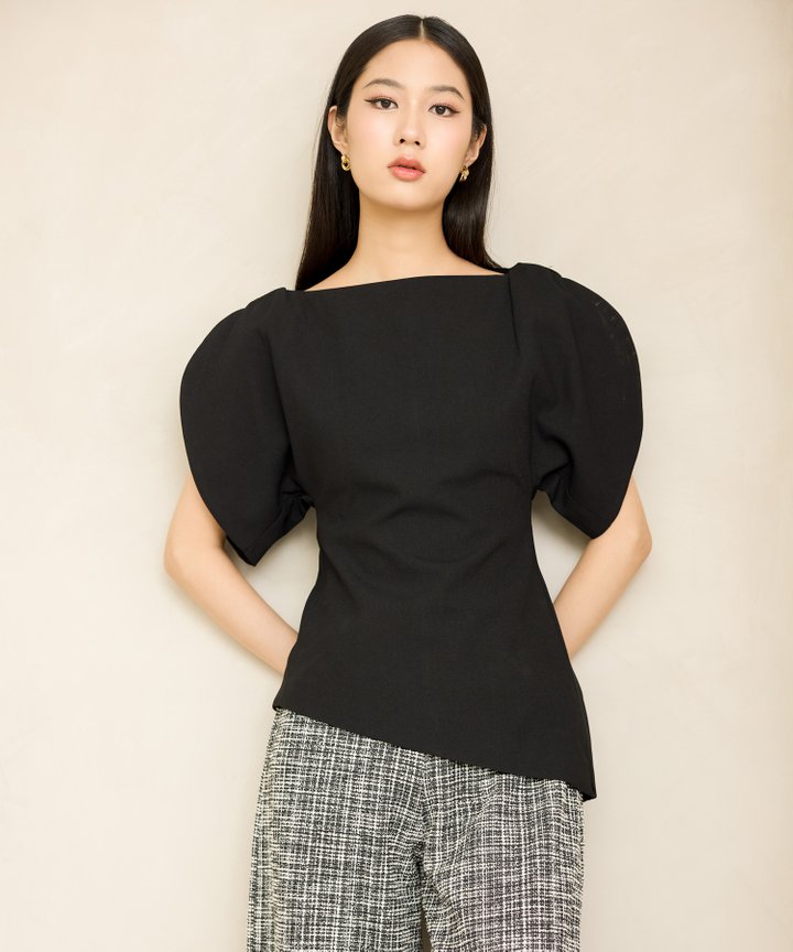 Estee Asymmetrical Blouse - Black