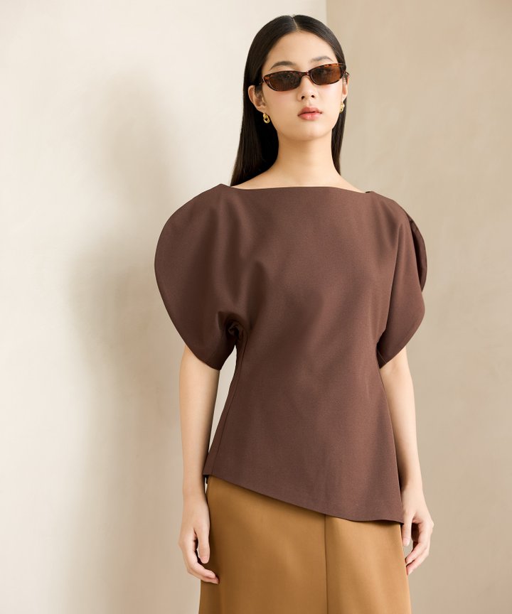 Estee Asymmetrical Blouse - Espresso