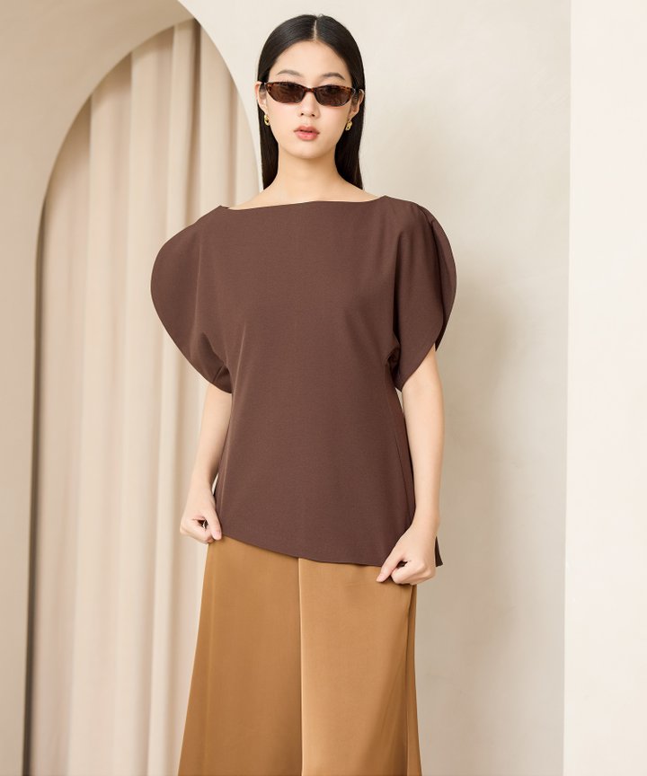 Estee Asymmetrical Blouse - Espresso