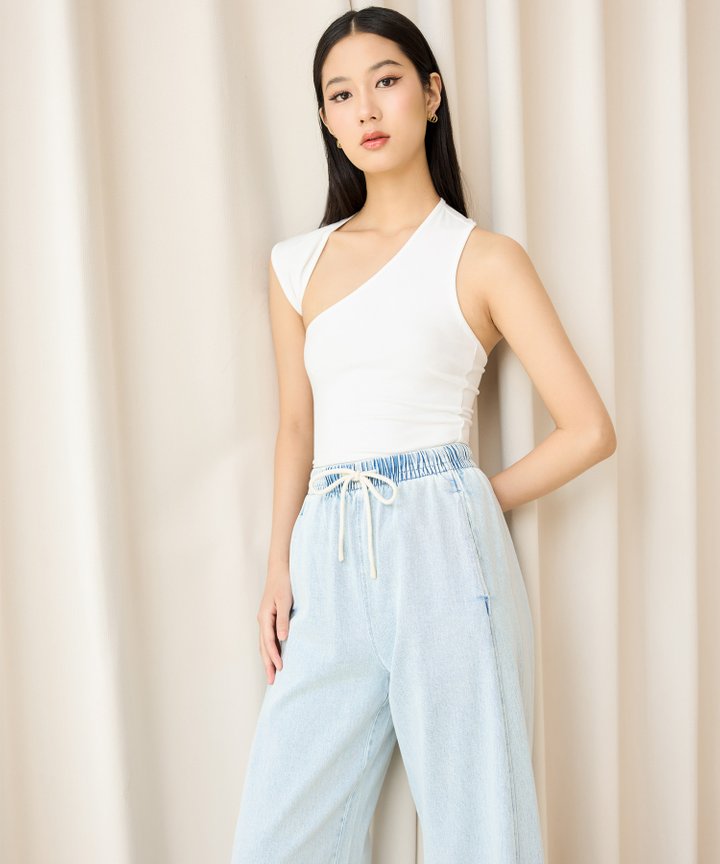 Martina Asymmetrical Top - White