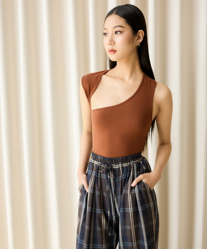 Martina Asymmetrical Top - Brown