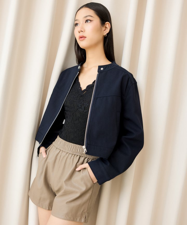 Saints Vegan Leather Shorts - Stone