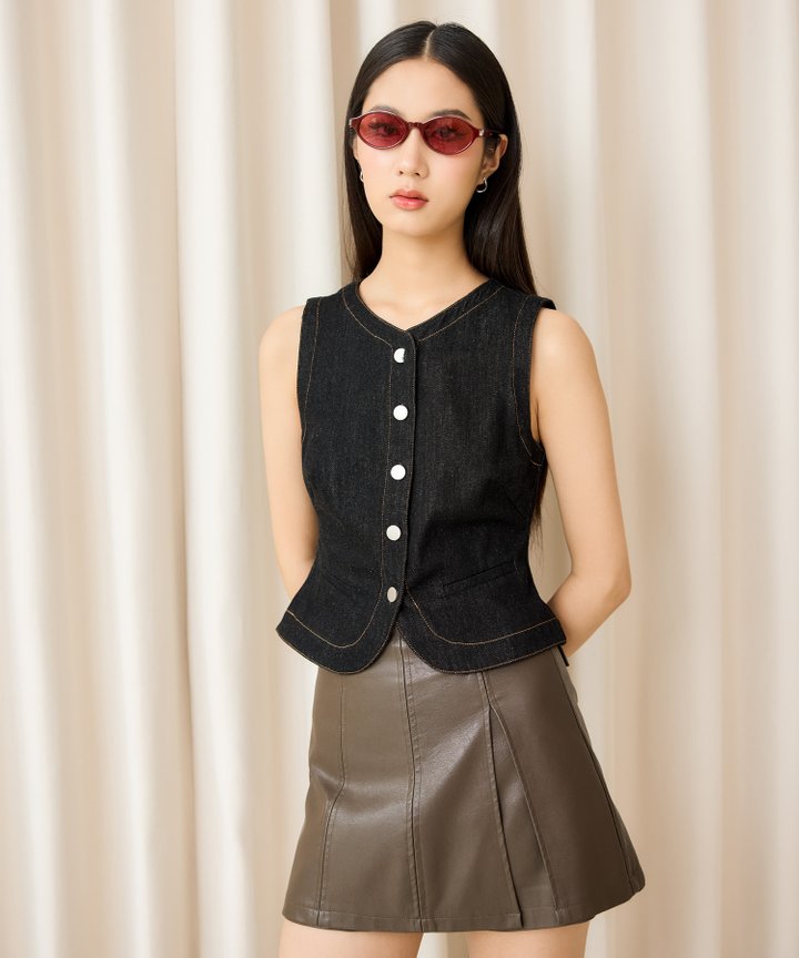 Bourbon Vegan Leather Skorts - Espresso
