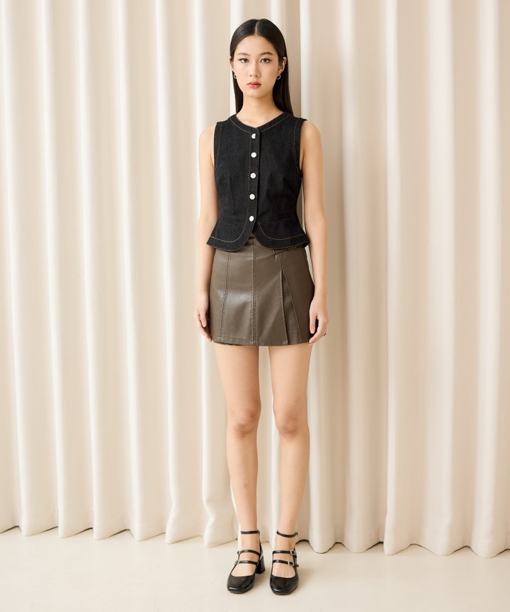 Brooklyn Denim Top - Black