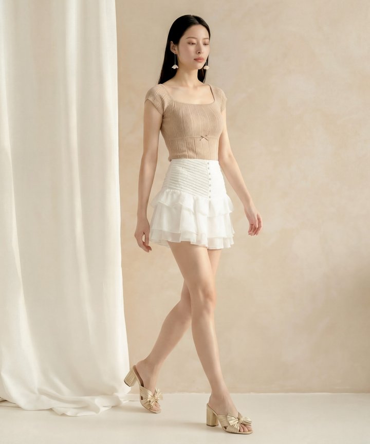 Brulee Bow Knit Top - Oat