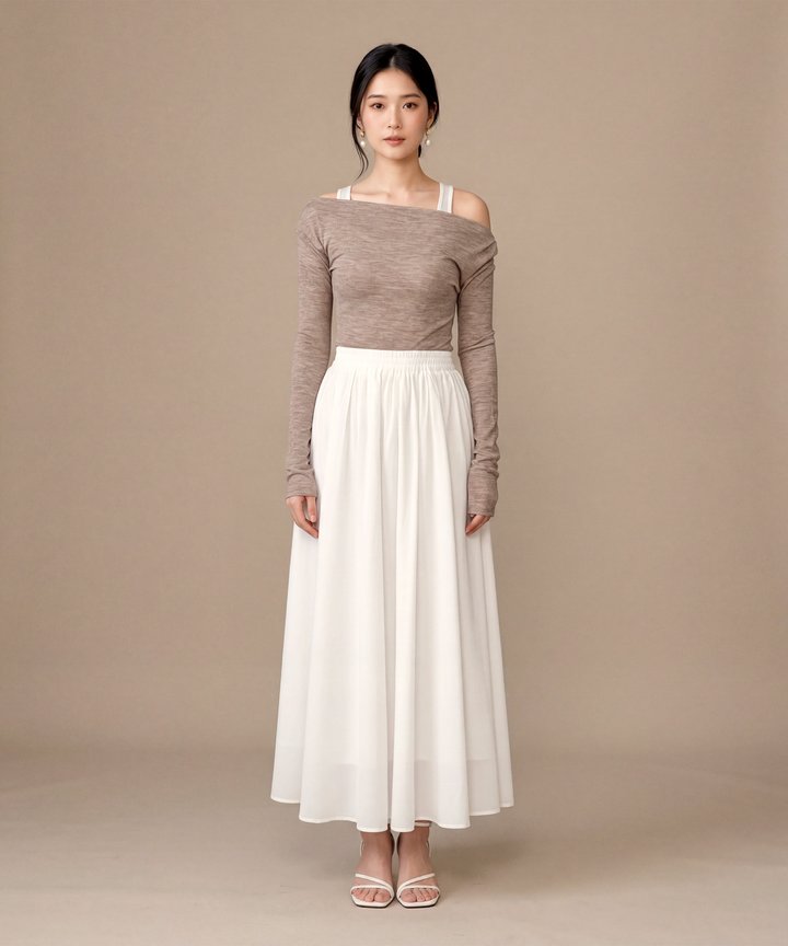 Jo Overlay Ruched Top - Taupe