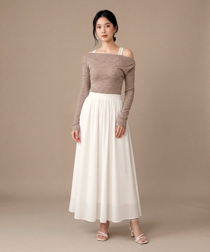 Valeria Midi Skirt - White