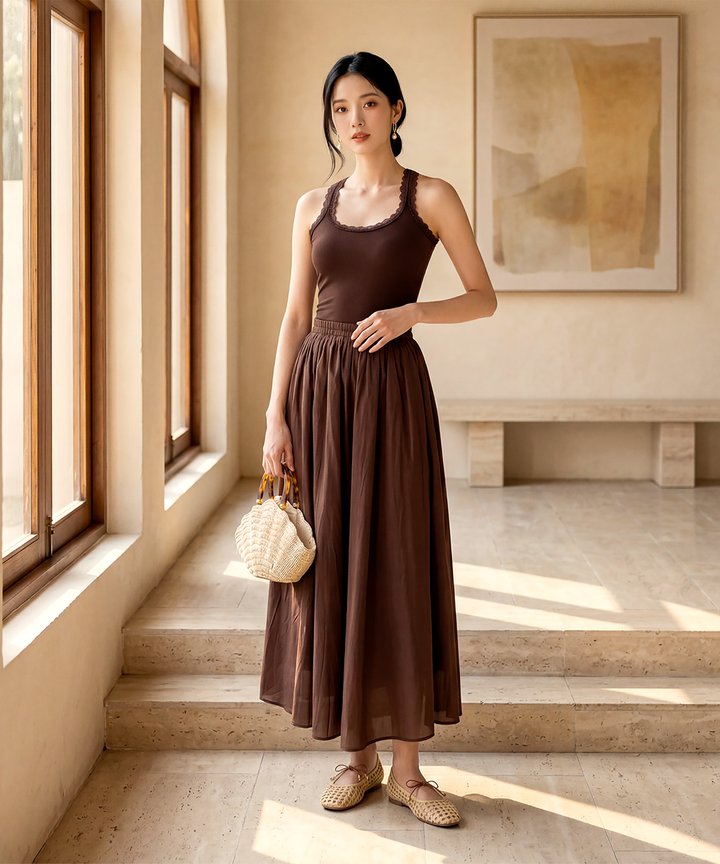 Merrin Lace Tank - Espresso