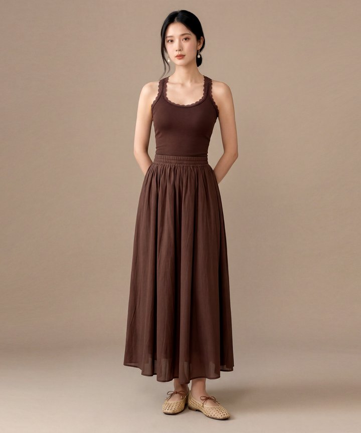 Merrin Lace Tank - Espresso