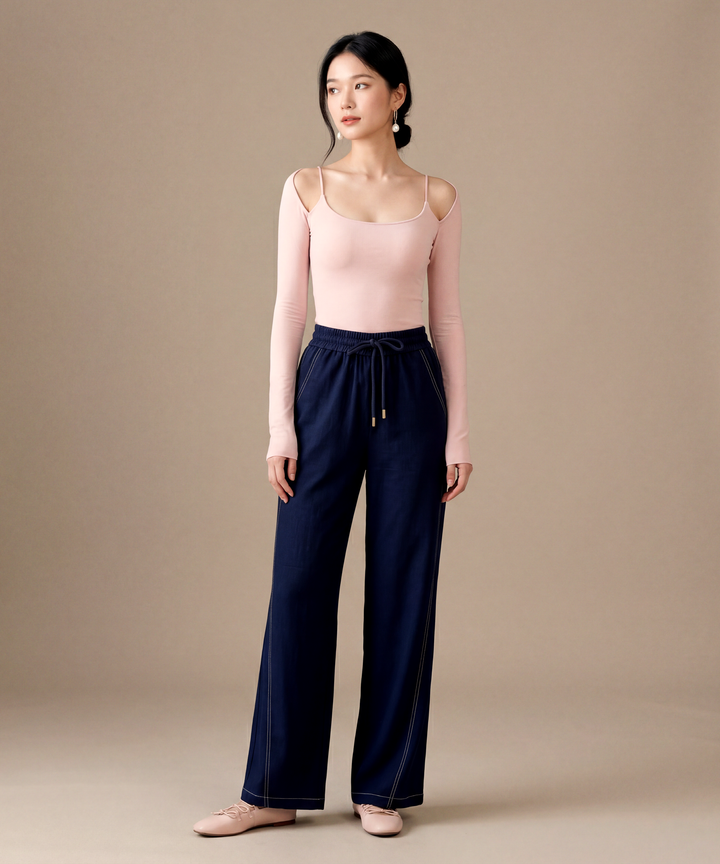 Dresden Contrast Stitch Pants - Navy