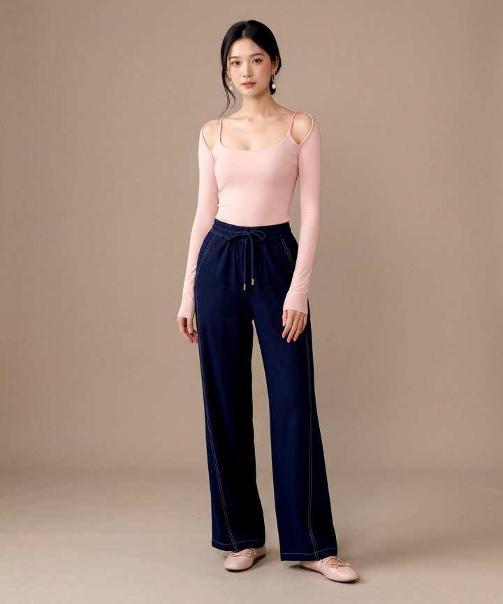 Dresden Contrast Stitch Pants - Navy