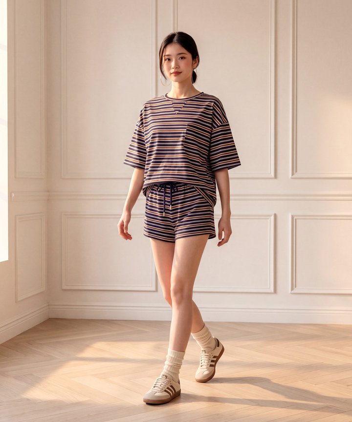 Enzo Striped Shorts - Navy