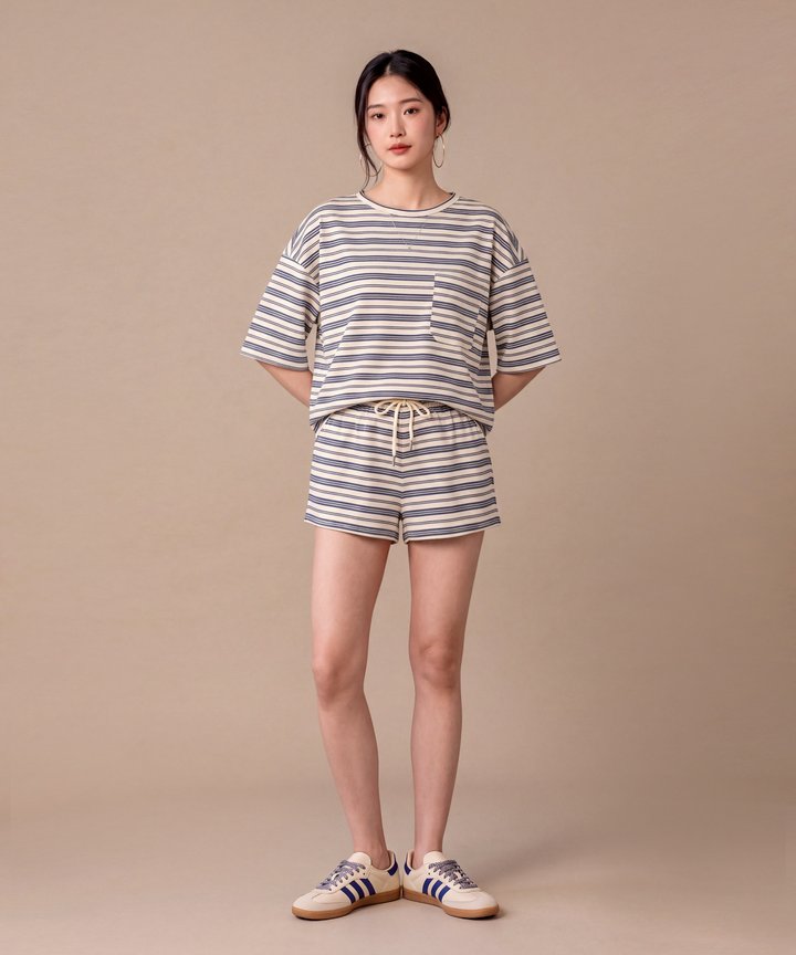 Enzo Striped Shorts - White