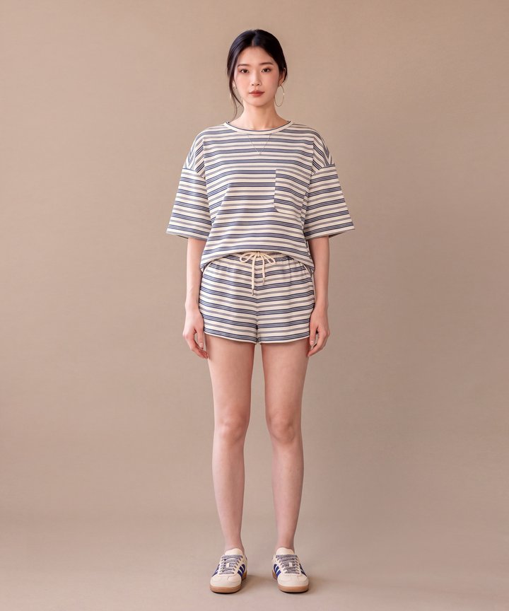 Enzo Striped Shorts - White