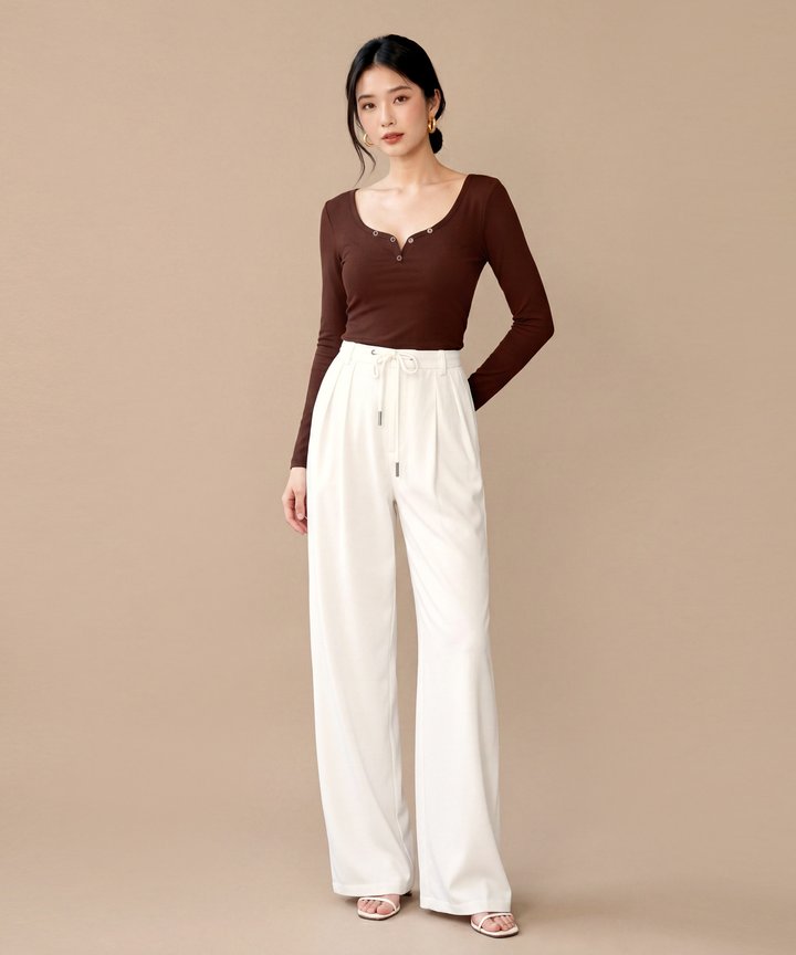 Hailey Drawstring Trousers - White