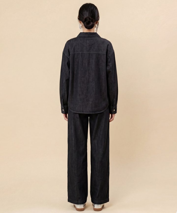 Harper Relaxed Drawstring Jeans - Ash Black