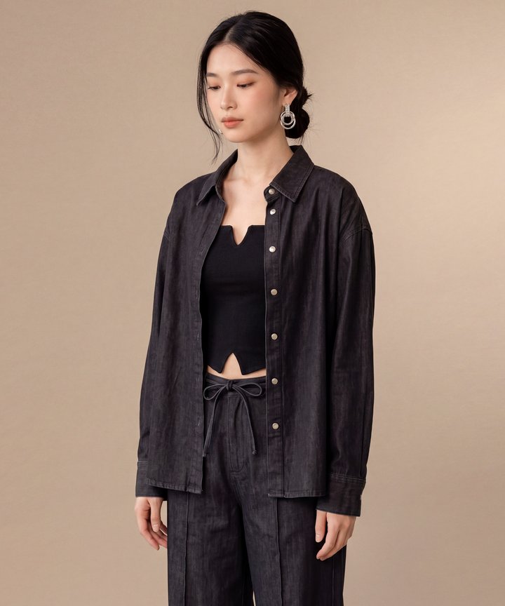 Harper Denim Shirt - Ash Black
