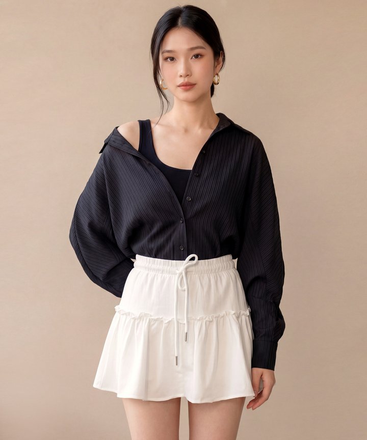 Maia Overlay Shirt - Black (Preorder)