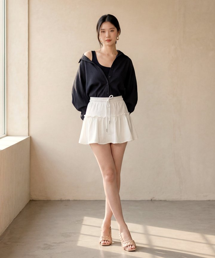 Maia Overlay Shirt - Black (Preorder)