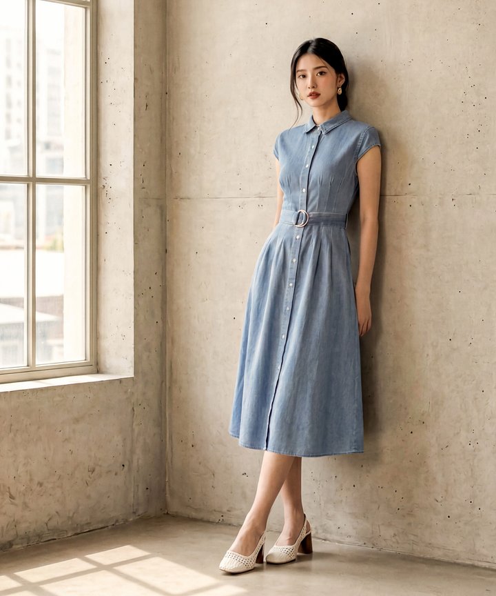 Nolan Denim Midi Dress - Heritage Blue