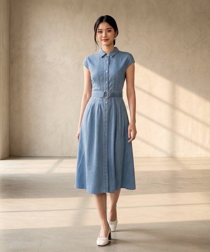 Nolan Denim Midi Dress - Heritage Blue