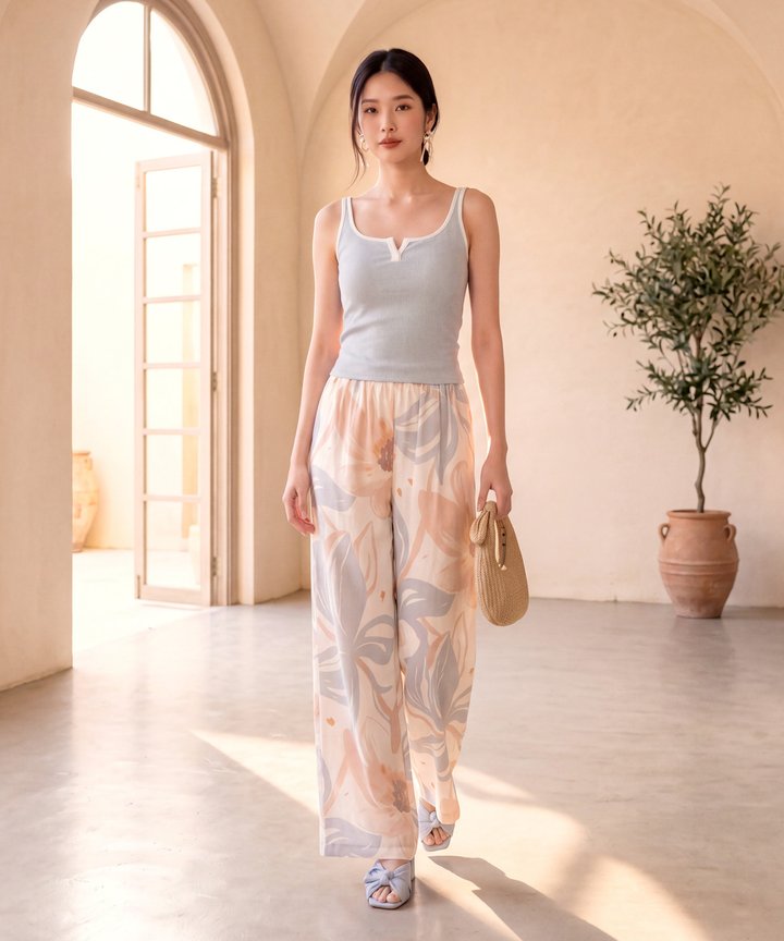 Tomas Contrast Knit Tank - Blue