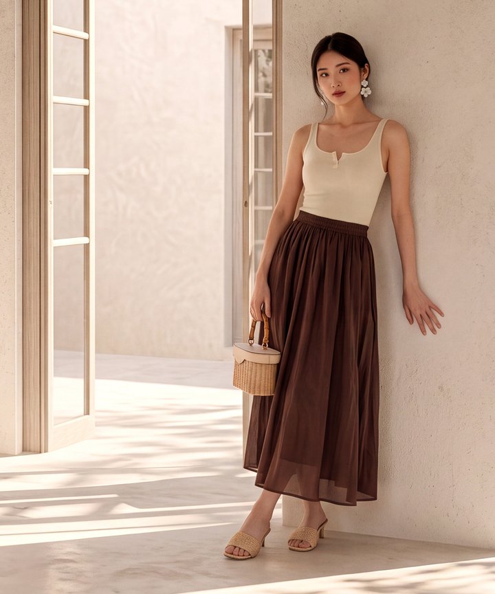 Tomas Contrast Knit Tank - Cream