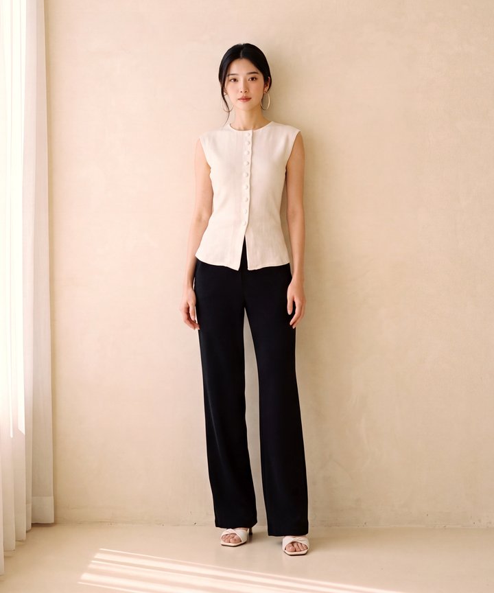 Bailey Button Knit Top - White