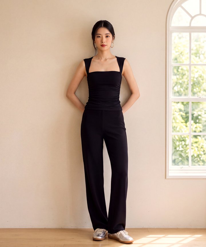 Delilah Ruched Top - Black