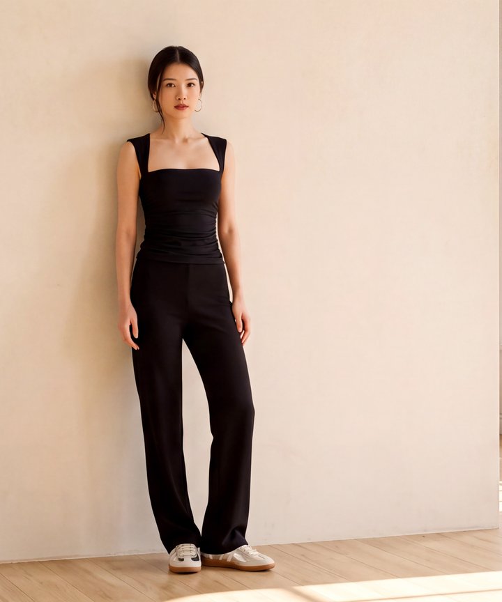 Delilah Ruched Top - Black