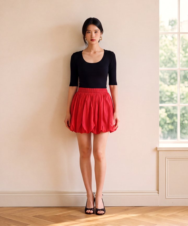 Moxy Bubble Skirt - Cherry