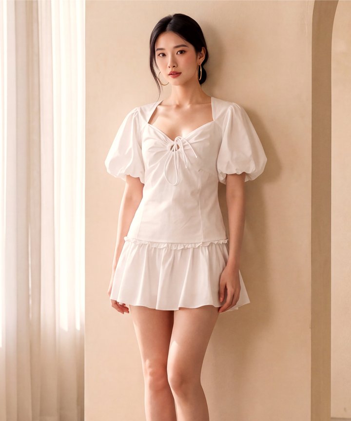 Oxford Mini Tiered Skorts - White