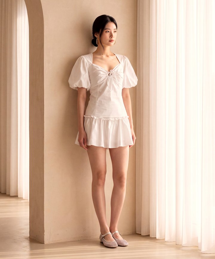 Oxford Mini Tiered Skorts - White