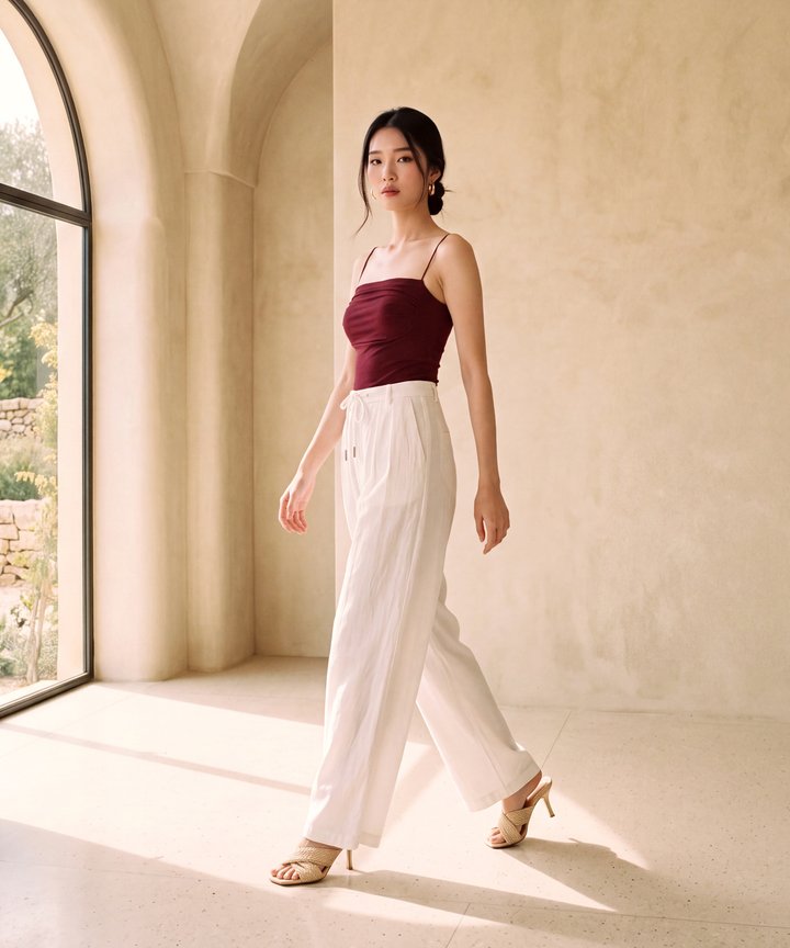 Bare Essentials Ruched Tank - Burgundy