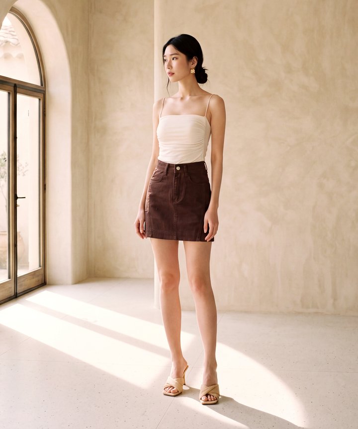 Bare Essentials Ruched Tank - White
