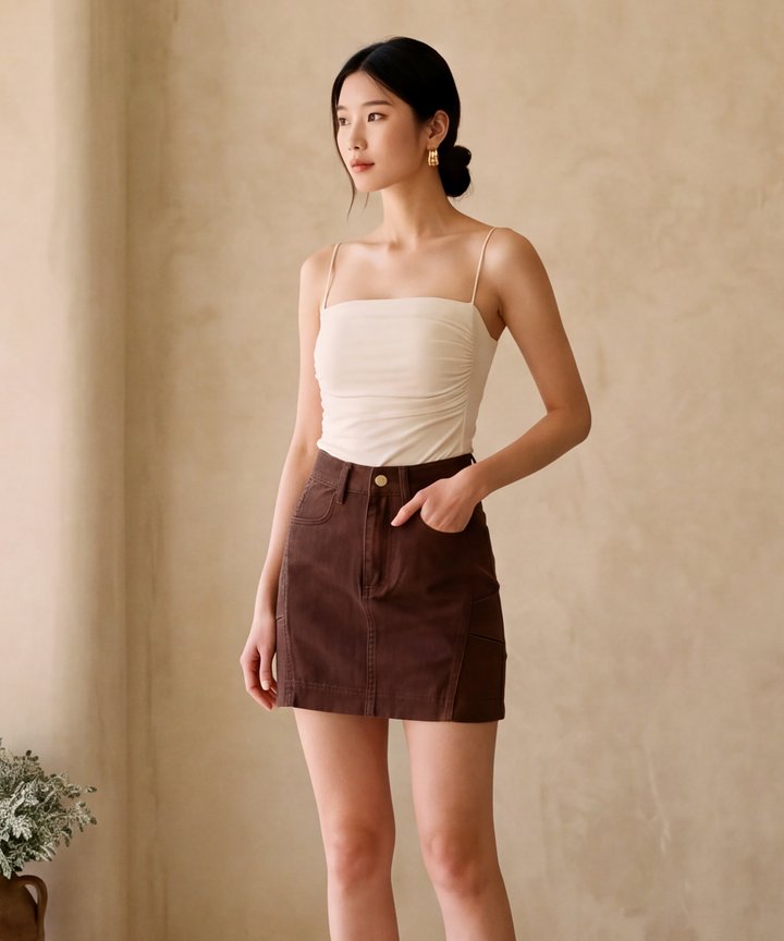 Bare Essentials Ruched Tank - White
