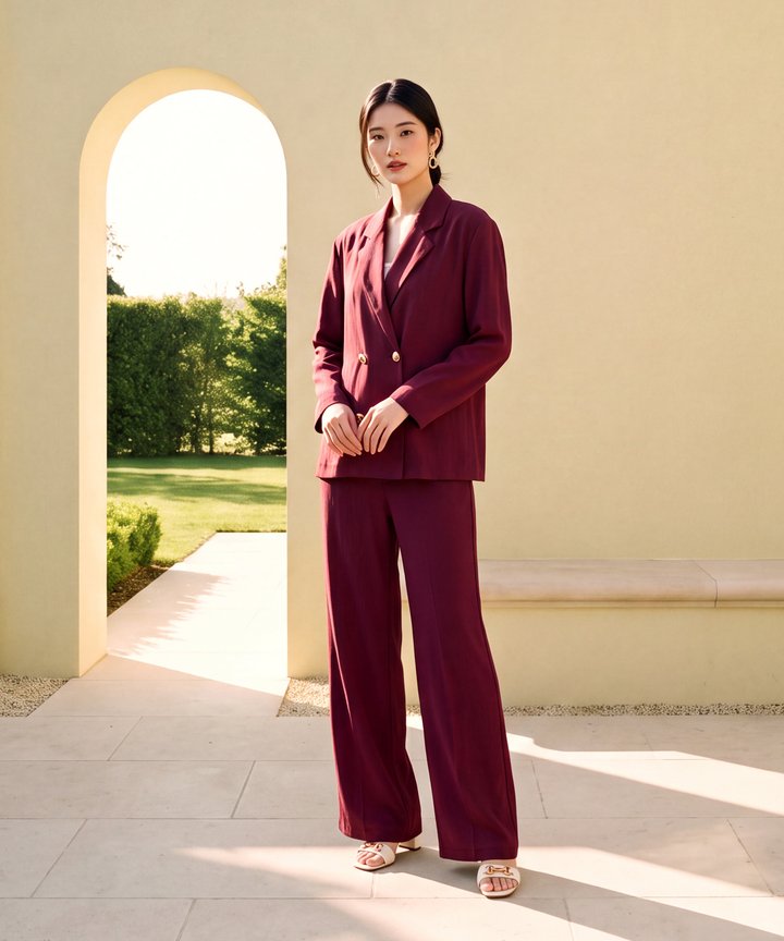 Estate Oversized Blazer - Burgundy