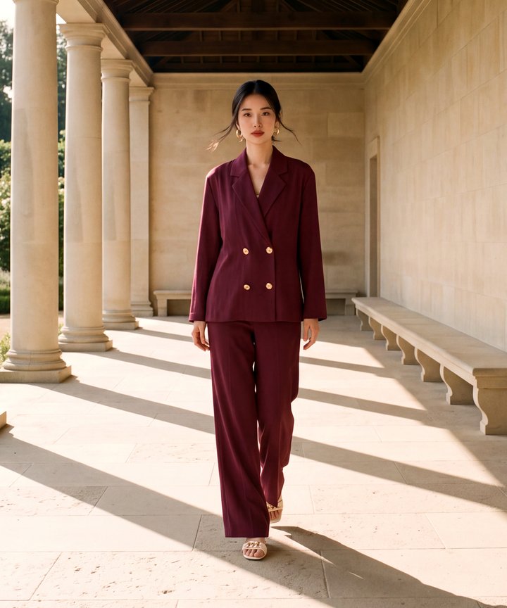 Estate Oversized Blazer - Burgundy