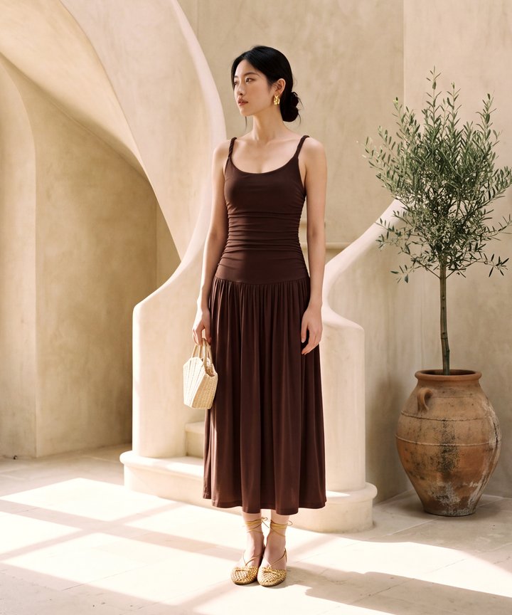 Slow Days Midi Dress - Chocolate