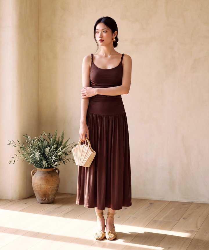 Slow Days Midi Dress - Chocolate