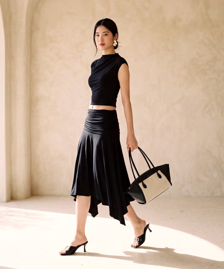 Sonya Mock Neck Top - Black (Preorder)