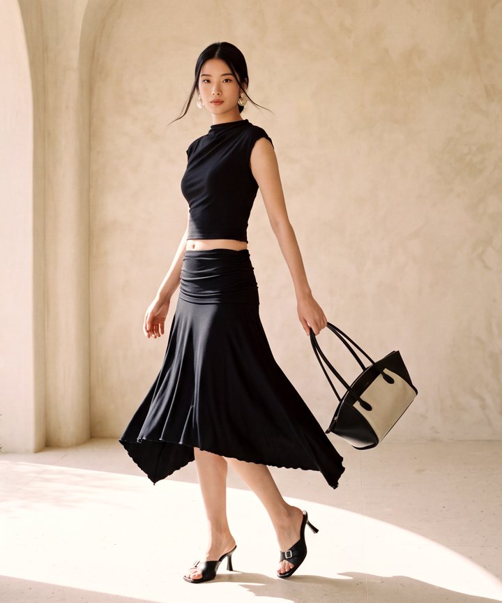 Sonya Mock Neck Top - Black (Preorder)