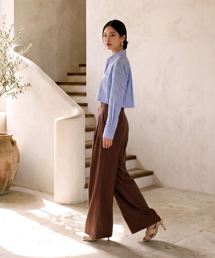 Weekend Cropped Shirt - Blue