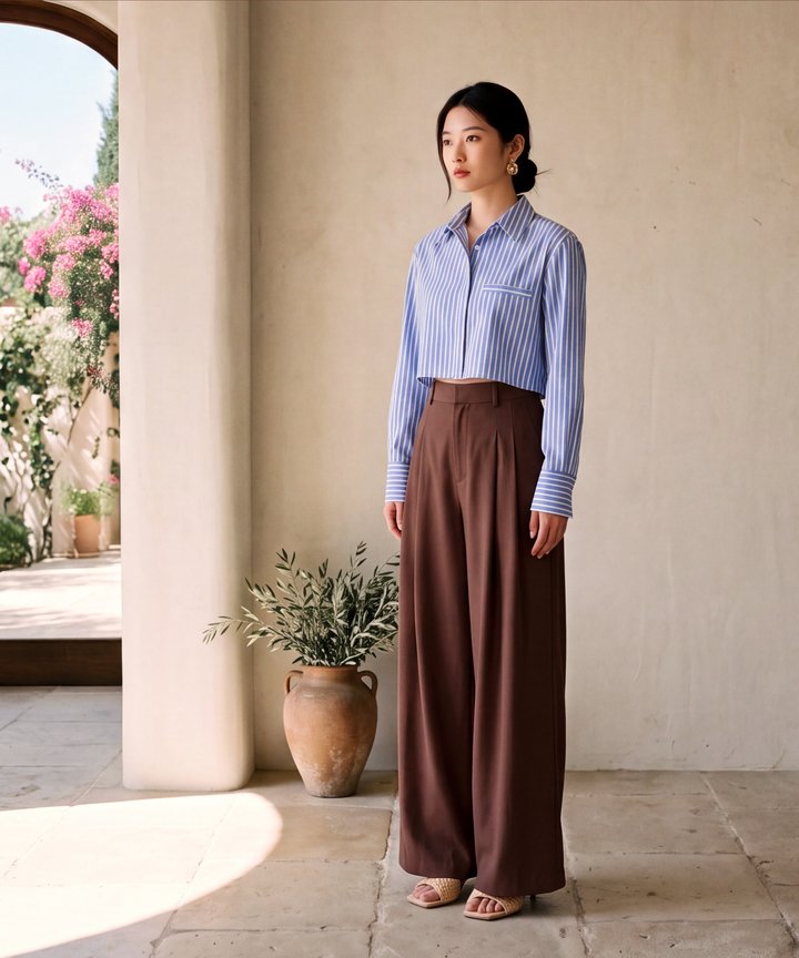 Weekend Cropped Shirt - Blue