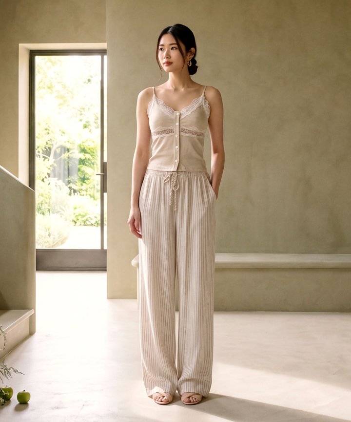 Blush Button Camisole - Oat