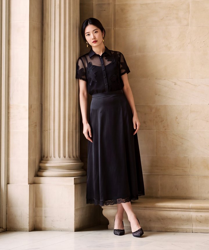 French Eyelet Blouse - Black