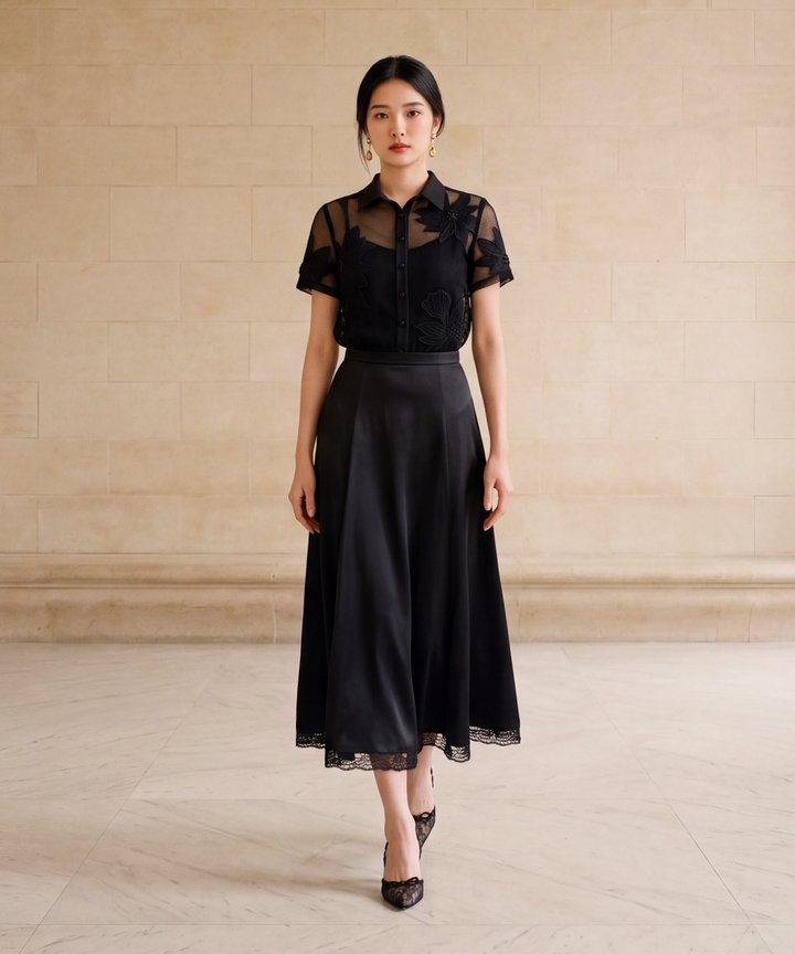 French Eyelet Blouse - Black