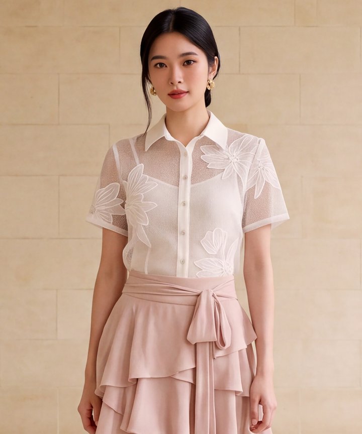 French Eyelet Blouse - White