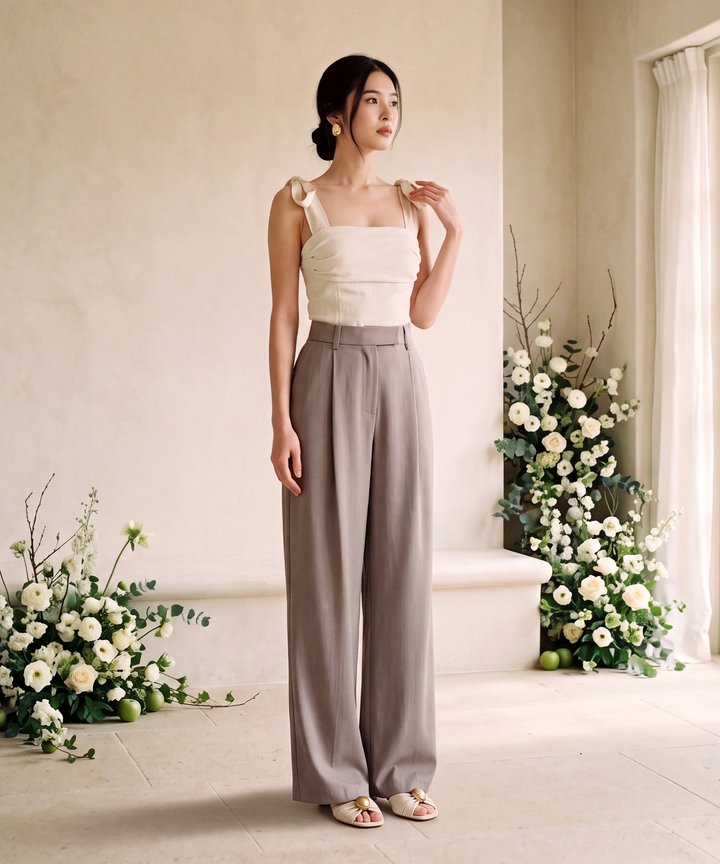 Matilda Linen Tie Top - Oat