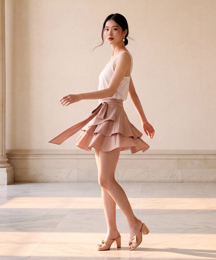 Starlight Tiered Skorts - Nude Pink